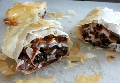 Chopped Figs and Dates in Phyllo Dough